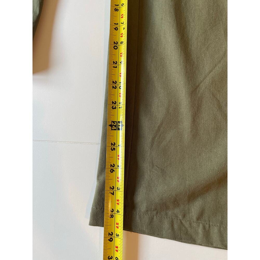 Qinsen NWT Wide Leg Cotton Cargo Pants Sz XS Green Pockets Casual Granola Girl - Picture 15 of 16